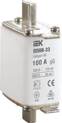 Плавкая вставка предохранителя ППНИ-33 габарит 00 100А IEK