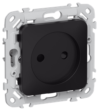 FLITE Розетка без заземления с защитными шторками 10А РСш01-0-ФлЧ черный IEK