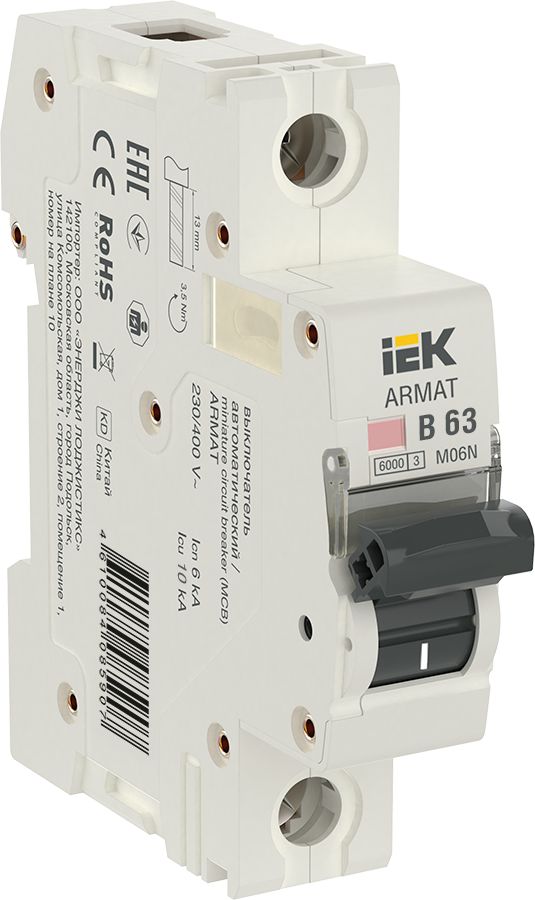 ARMAT Автоматический выключатель M06N 1P B 63А IEK (AR-M06N-1-B063)