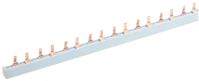 Применяются для удобного и безопасного соединения групп: ВА (выключатели автоматические), АД (автоматы дифференциальные), ВД (выключатели дифференциальные), ВН (выключатели нагрузки). Шины с шагом 18 мм предназначены для коммутации аппаратуры шириной, кратной одному модулю, шины с шагом 27 мм предназначены для коммутации изделий шириной, кратной полутора модулям. Шины, рассчитанные на номинальный ток 100 А, могут быть использованы с номинальным током 125 А, если вводной автомат подключать по центру. Для полуторамодульных шин имеются боковые заглушки.
