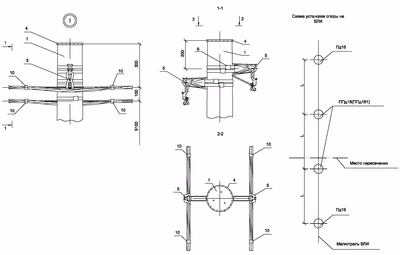 Опора ППд18 деревянная промежуточная переходная двухцепная IEK