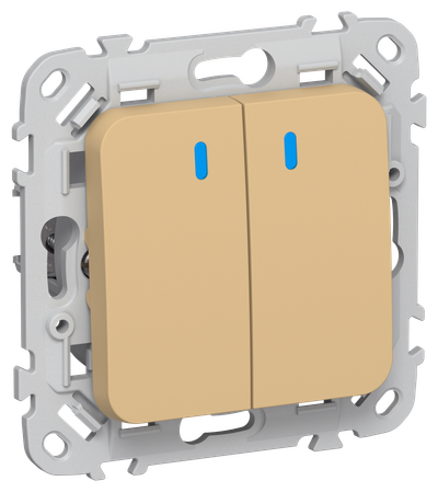 FLITE Выключатель 2-клавишный с индикацией 10А ВС12-1-1-ФлШм шамуа IEK