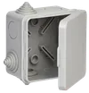 Коробка распаячная КМ41238 для открытой проводки 80х80х50мм с откидной крышкой IP54 7 гермовводов серая IEK0