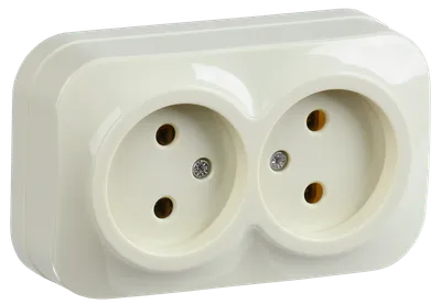 RS22-2-XK Double socket without grounding contact 10A with opening installation GLORY (cream) IEK