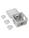 KM41236 pull box for surface installation 70x70x40 mm IP44 (RAL7035, 4 lead-ins, pop-top cap)2