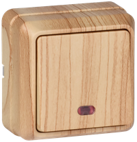 OKTAVA Выключатель 1-клавишный с индикацией для открытой установки 10А ВС20-1-1-ОС сосна GENERICA