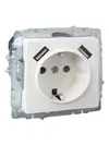 BRITE Socket outlet 1-gang with earthing with protective shutters 16A with USB A+A 5V 3.1A RUSH10-2-BrB white IEK5