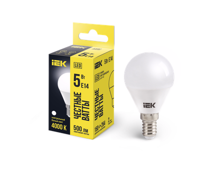 Лампа светодиодная G45 шар 5Вт 230В 4000К E14 IEK