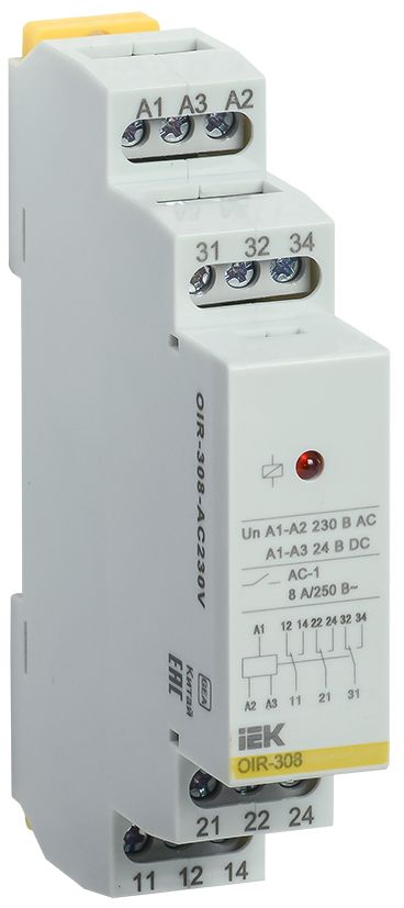 Реле промежуточное модульное OIR 3 контакта 8А 230В AC IEK (OIR-308-AC230V)