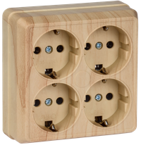 OKTAVA Розетка 4-местная с заземлением для открытой установки 16А РС24-3-ОС сосна GENERICA