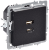 BRITE USB socket A+C 45W РУ11-2-БрЧ black IEK0