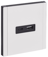 FORTE&PIANO Розетка USB A+C 18Вт FP251M металл белый IEK