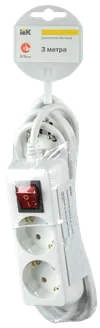 Extension cord U 02K with a switch 2 sockets 2P+PE/3 meters 3x1mm2 16A/250 IEK1