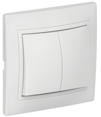 KVARTA Выключатель 2-клавишный 10А кер. ВС10-2-0-КБ белый GENERICA