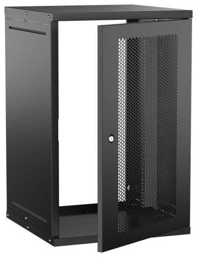Шкаф настенный 19" 18U 600х600мм перфорированная дверь черный GENERICA