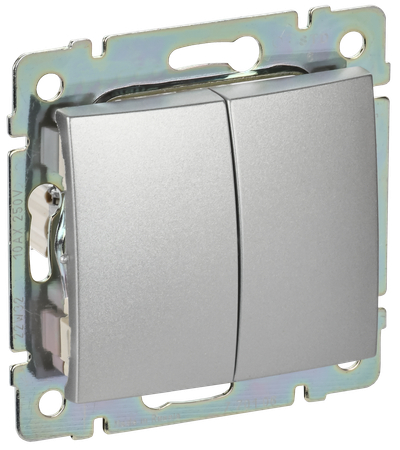 VALENA Переключатель 2-клавишный схема 6/2 10АХ безвинтовые зажимы алюминий