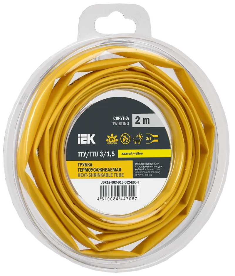 TTU ng-LS 3/1.5 heat shrink tubing yellow (2m/pack) IEK