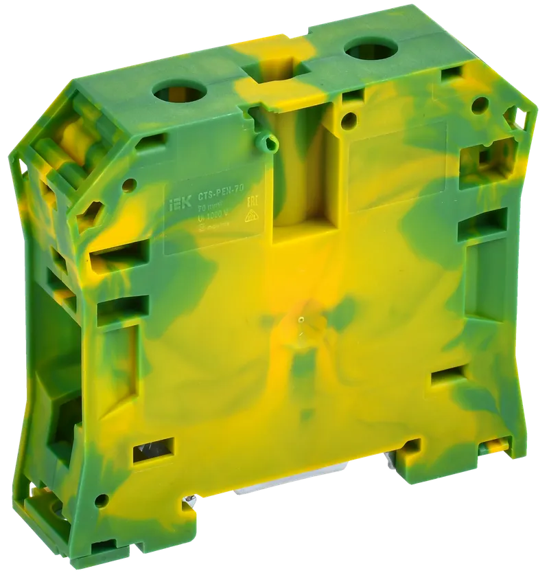 Колодка клеммная CTS-PEN заземляющая монтаж на несколько направляющих 70мм2 желто-зеленая IEK