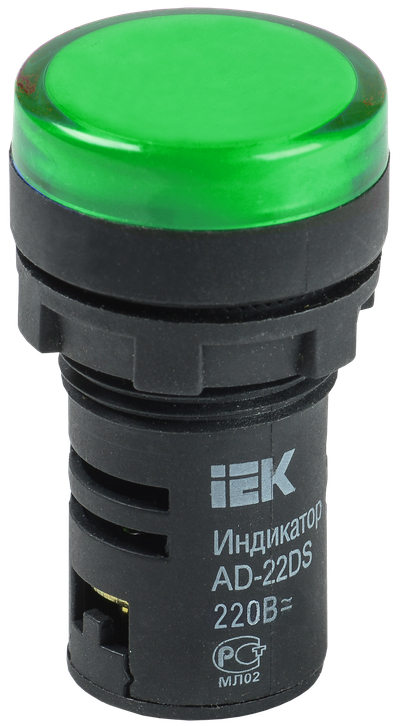 Лампа AD22DS(LED)матрица d=22мм зеленый 36В AC/DC IEK
