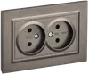 BRITE 2-gang socket without earthing with protective shutters 10A, complete RSsh12-2-BrTB dark bronze IEK0