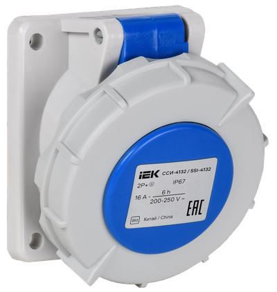 Розетка встраиваемая ССИ-4132 16А-6ч/220В 2P+PE IP67 IEK