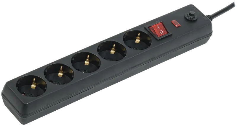 Power filter SF-05K with a switch 5 sockets 2P+PE/3meters 3x1mm2 black IEK