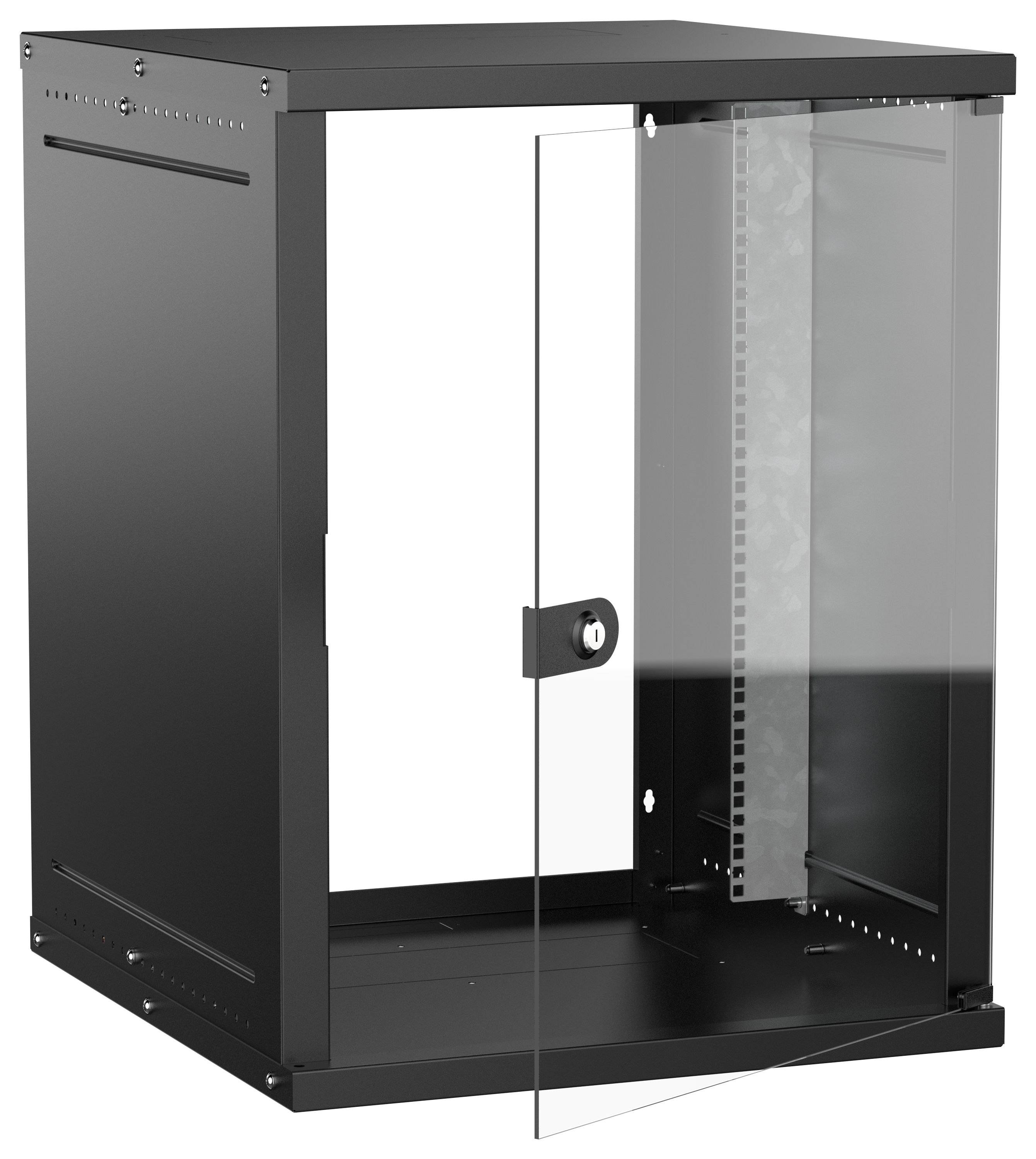 Шкаф настенный 19" 15U 600х650мм стеклянная дверь черный GENERICA (LWE5-15U67-GF-G)