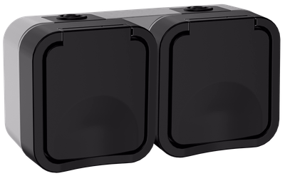 TORS Розетка 2-местная горизонтальная 16А IP55 TS122 графит IEK