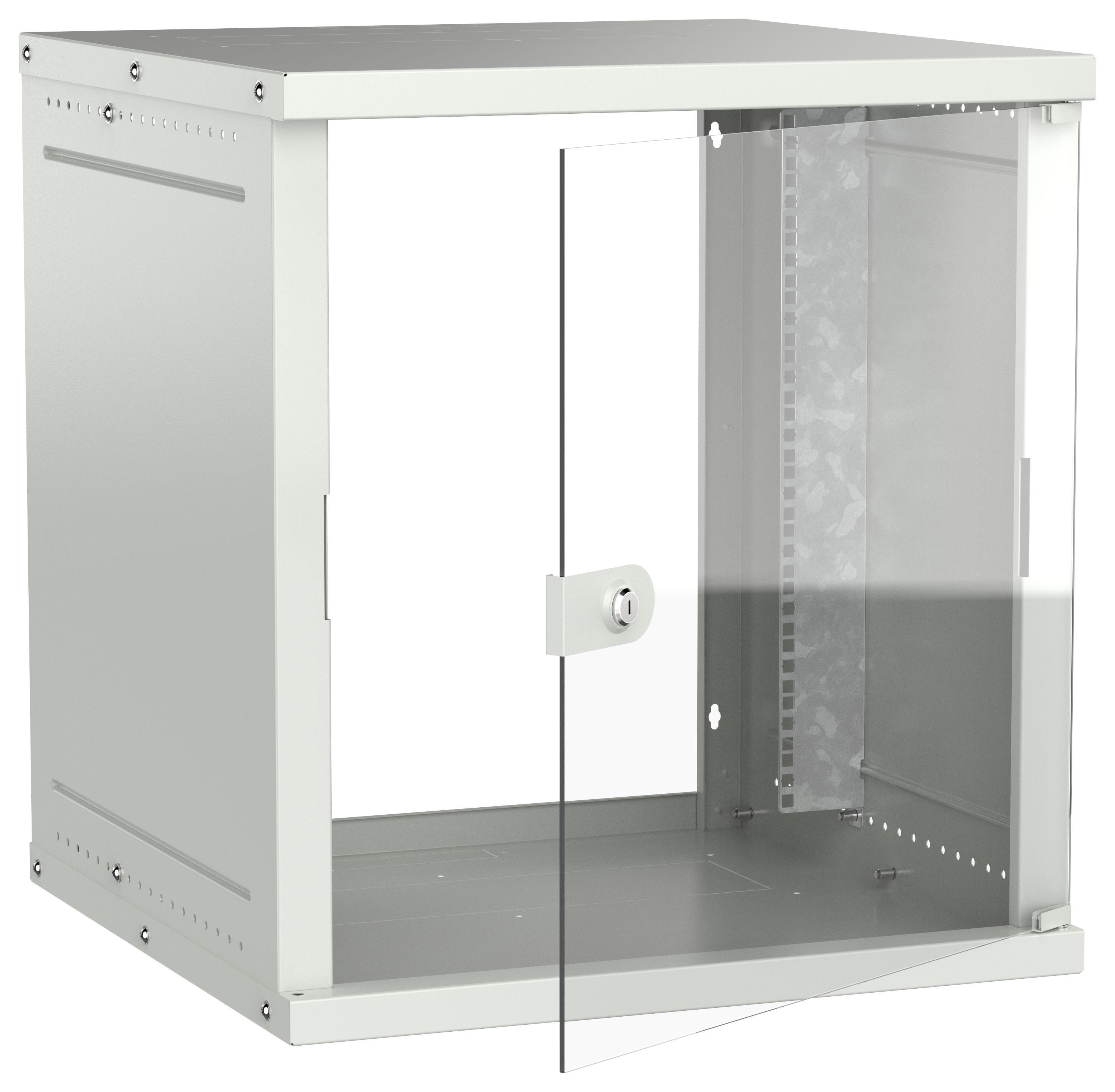 Шкаф настенный 19" 12U 600х600мм стеклянная дверь серый GENERICA (LWE3-12U66-GF-G)