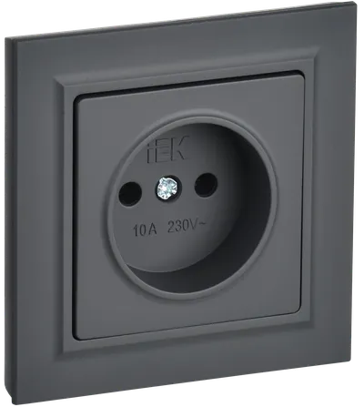 BRITE Socket 1-gang without earthing without protective shutters 10A assy. RSR10-1-0-BrG graphite IEK