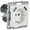 BRITE Socket outlet 1-gang with earthing with protective shutters 16A with USB A+A 5V 2.1A RUSH10-1-BrB white IEK4