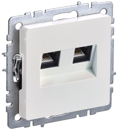 BRITE Розетка компьютерная двойная RJ45 кат.6 РК11-2-БрЖ жемчуг IEK