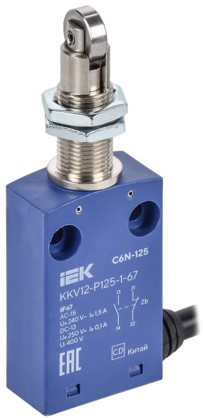 Выключатель концевой C6N-125 вертикальный толкатель с нажимным роликом резьбовое крепление IP67 IEK