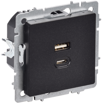 BRITE Розетка USB A+C 45Вт высокоскоростная зарядка РЮ11-2-БрЧ черный IEK