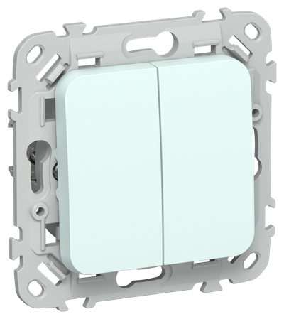 FLITE Выключатель 2-клавишный кнопочный проходной 10А ВС62-2-0-ФлХЛ холодный лед IEK