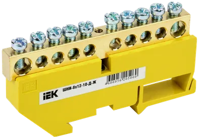 Шина PE "земля" на DIN-изол ШНИ-8х12-10-Д-Ж IEK (YNN10-812-10D-K05 ...
