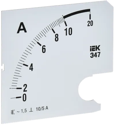 Replaceable scale for ammeter E47 10/5A accuracy class 1.5 96x96mm IEK