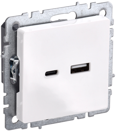 BRITE Розетка USB A+C 18Вт РЮ11-1-БрБ белый IEK