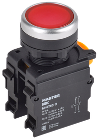 Кнопка d=22мм 1NO+1NC красная MASTER IEK