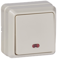 OKTAVA Выключатель 1-клавишный с индикацией для открытой установки 10А ВС20-1-1-ОКм кремовый GENERICA