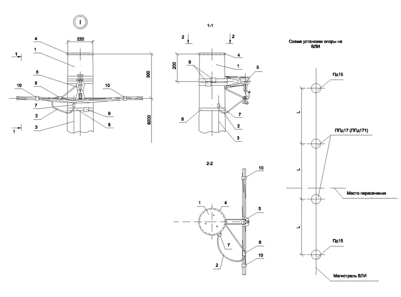 Опора ППд171 деревянная промежуточная переходная одноцепная IEK (ASIP ...