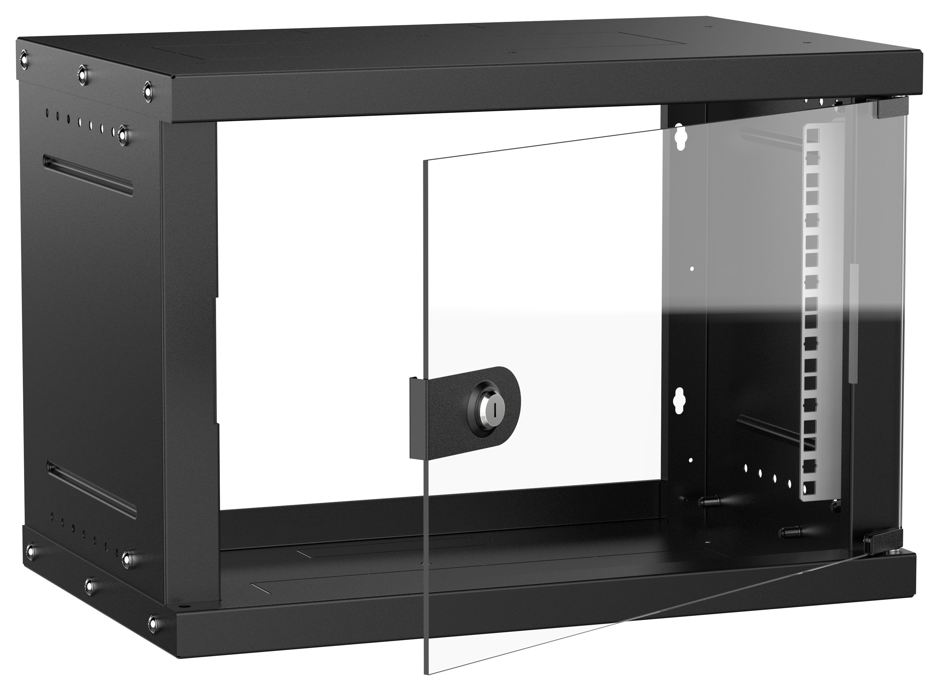 Шкаф настенный 19" 6U 550х350мм стеклянная дверь черный GENERICA (LWE5-06U53-GF-G)
