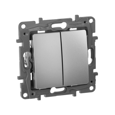 ETIKA Выключатель 2-клавишный схема 5 10АХ безвинтовые зажимы алюминий