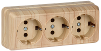 OKTAVA Розетка 3-местная с заземлением для открытой установки 16А РС23-3-ОС сосна GENERICA