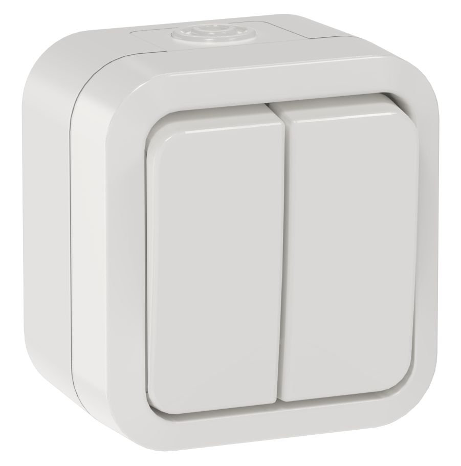 TORS Выключатель двухклавишный проходной 10А IP55 TS325 белый IEK (TS-V22-0-10-55-K01)