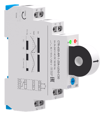 Реле контроля тока AM 2А-20А 1 контакт 24-240В AC/24В DC ONI