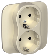 FLITE Розетка 2-местная с заземлением без защитных шторок безвинтовое крепление 16А РС12-1-А-ФлШ шампань IEK