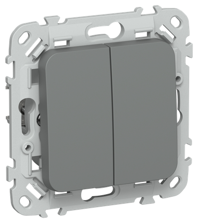 FLITE Выключатель 2-клавишный проходной 10А ВС62-1-0-ФлМА мокрый асфальт IEK