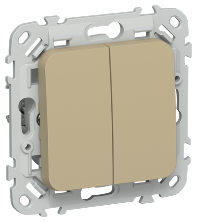 FLITE Выключатель 2-клавишный кнопочный проходной 10А ВС62-2-0-ФлХ хаки IEK