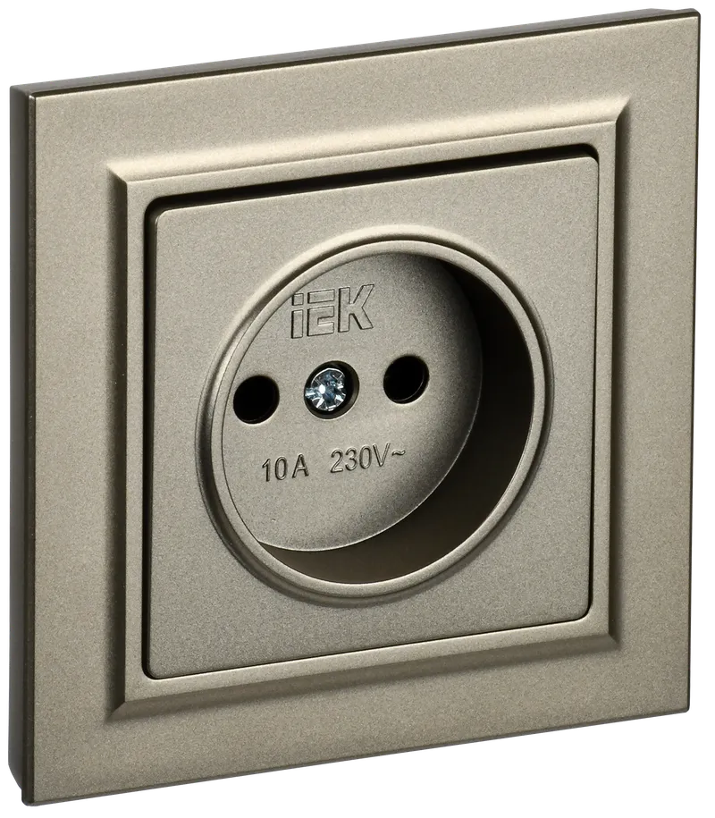 BRITE Socket 1-gang without earthing without protective shutters 10A assy. RSR10-1-0-BrSh champagne IEK
